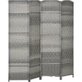 thumbnail image 1 of JERFIT 4-Panel Room Divider Screen, Freestanding Folding Privacy Partition with Handwoven Textured Design for Bedroom, Living Room, Home Office, Gray, 1 of 10