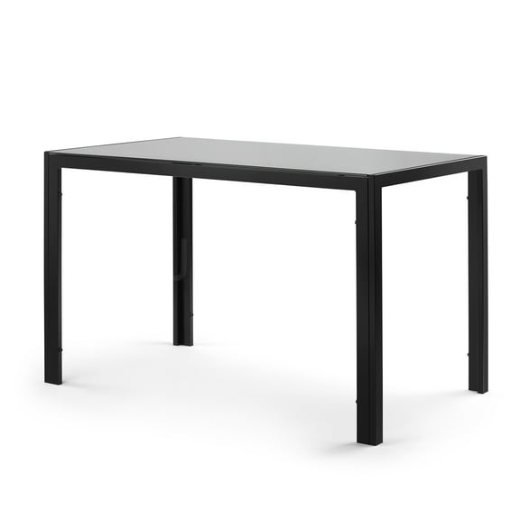 JERFIT 4-Person Modern Tempered Glass Dining Table with Metal Frame, Small Kitchen Table for Breakfast Nook, Apartment, Dorm Room, Black
