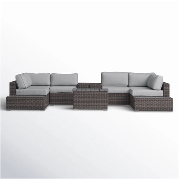 JERFIT 4-Person Outdoor Patio Sectional Set with Cushions & Tables, All-Weather PE Rattan, No Assembly Required