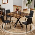 thumbnail image 1 of JERFIT 4-Person Square Dining Table Set, Mid-Century Modern Kitchen Table with Faux Marble Top and 4 PU Chairs, Space-Saving Design for Small Dining Room, Office, Breakfast Nook, 1 of 9