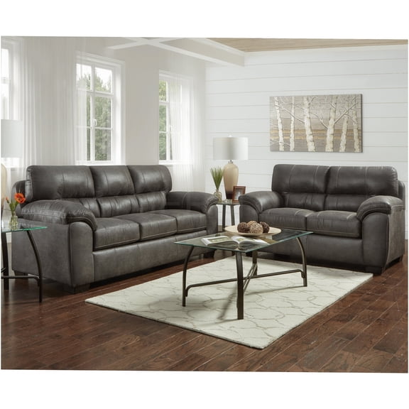 JERFIT 4-Piece Contemporary Sofa Set with Pillow-Top Arms, Plush Fabric Upholstery, Ash Brown Polyester for Living Room
