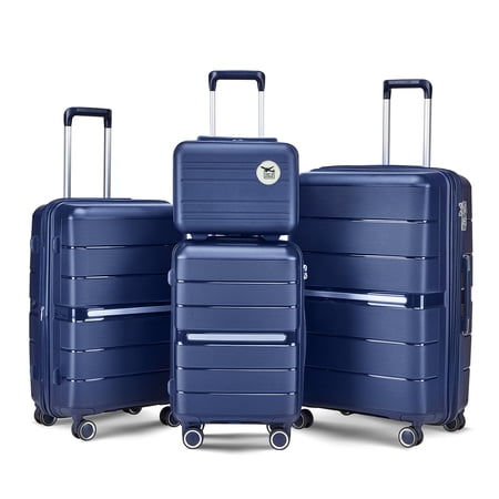 JERFIT 4-Piece Hardshell Luggage Set with TSA Lock, Expandable Spinner Suitcases in Navy Blue