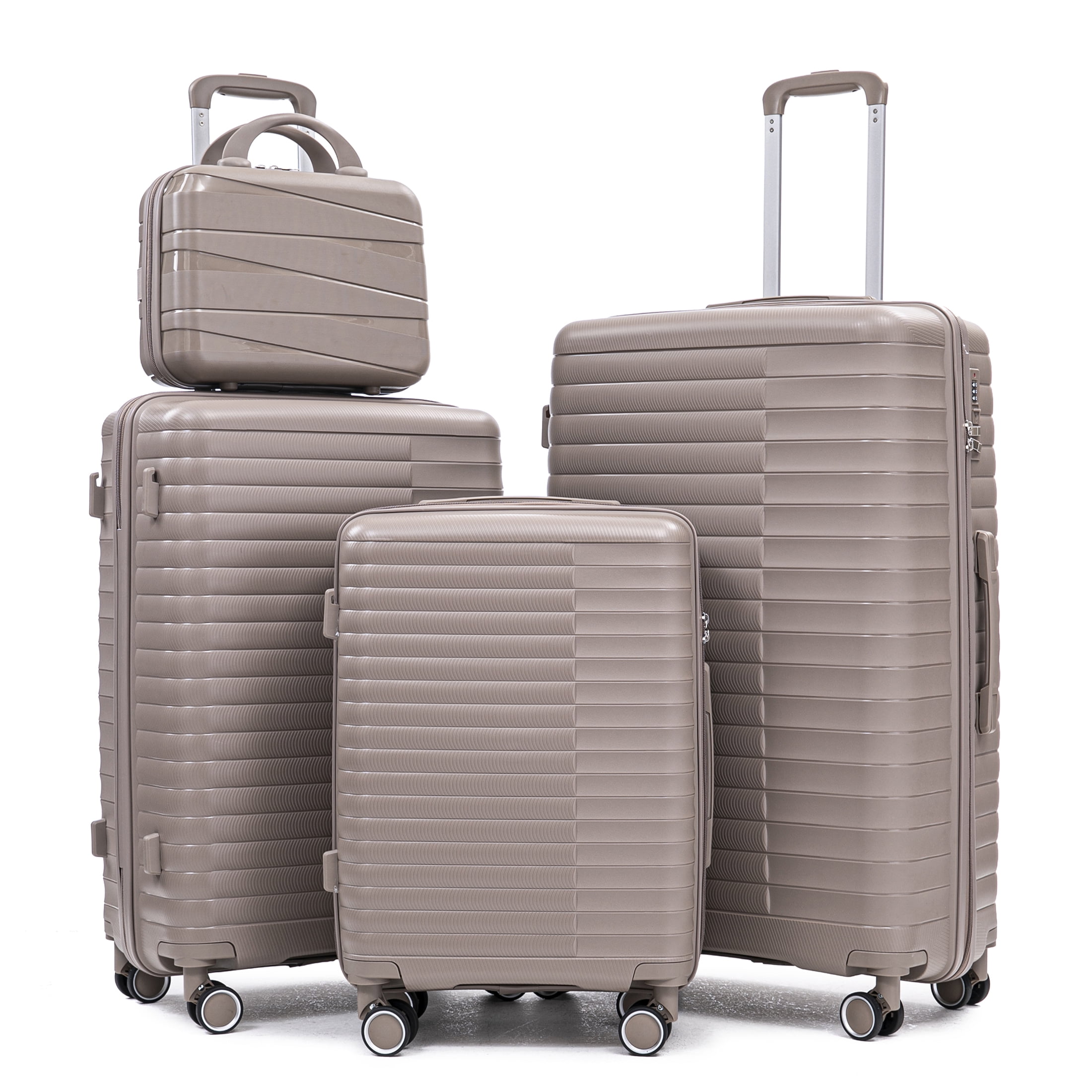 JERFIT 4-Piece Luggage Set with Cosmetic Case, Hardside Spinner Suitcases with TSA Lock, Lightweight Carry On Checked Luggage for Travel