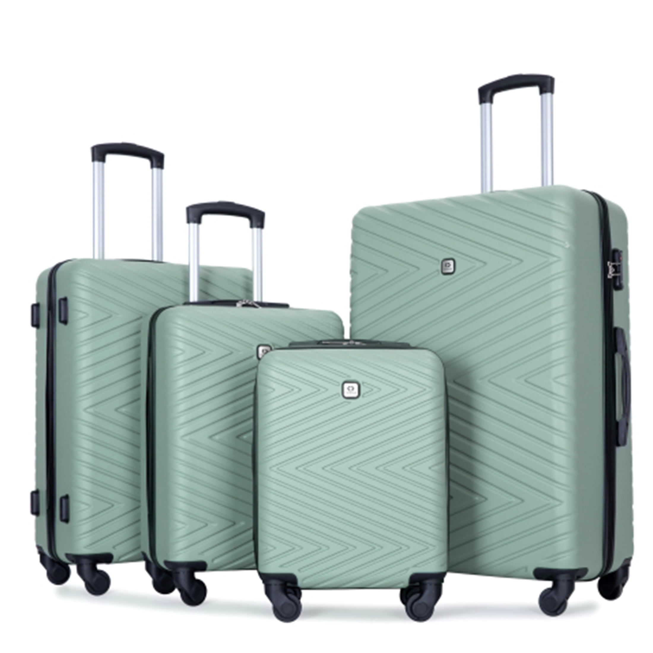 JERFIT 4-Piece Luggage Set with TSA Lock, Spinner Wheels, ABS Hard Shell Suitcase in Olive Green for Travel
