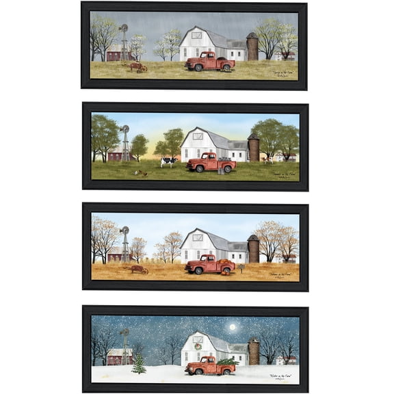 JERFIT 4-Piece Multicolor Floral Canvas Wall Art Set for Living Room, Framed Modern Abstract Print on Paper, Ready to Hang Home Decor