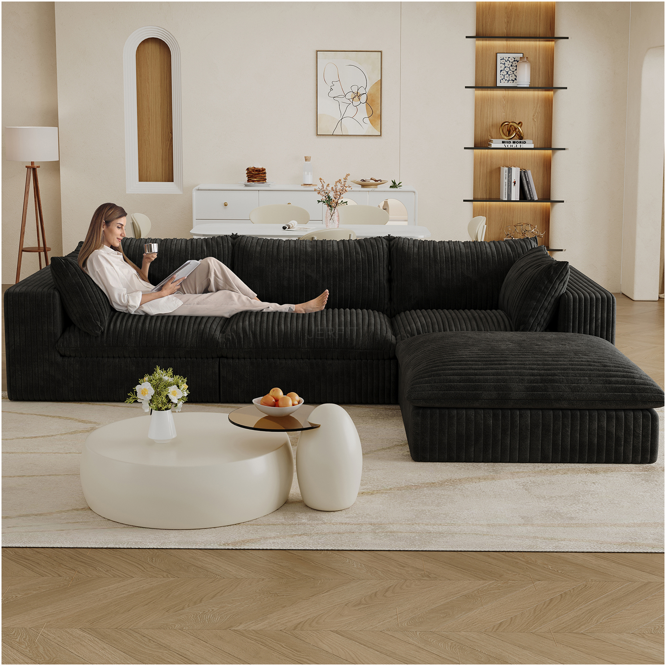 JERFIT 4-Seat Modular Cloud Sofa Set with Removable Cushions, Ultra ...