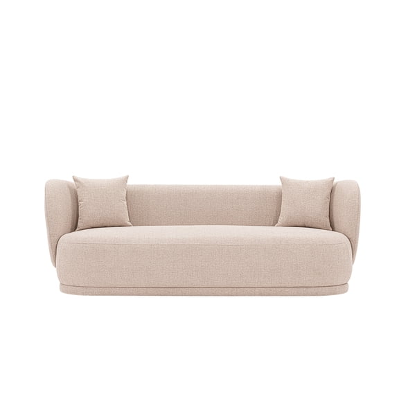 JERFIT 4-Seater Modern Linen Fabric Sofa Couch for Living Room, Wheat Color, Solid Pine Wood Frame, No Assembly Required