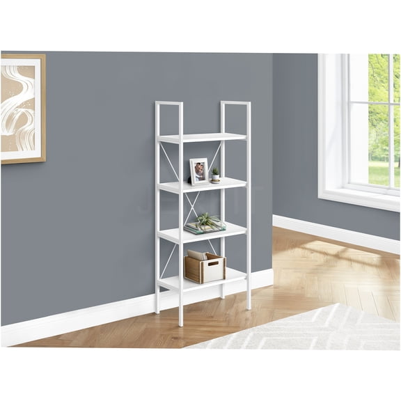 JERFIT 4 Shelf Bookcase, 48" Tall Modern Bookshelf with Adjustable Shelves for Living Room, Office & Bedroom, White