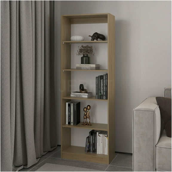 JERFIT 4-Tier Bookshelf with 4 Shelves, Modern Narrow Bookcase for Small Spaces, Multi-Color Macadamia White, Engineered Wood Storage Organizer for Living Room, Office, Bedroom