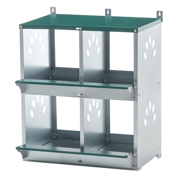 JERFIT 4-Tier Wall Mount Chicken Nesting Box, Green Galvanized Steel Hen Laying Box with Sloped Roof & Easy-Clean Design