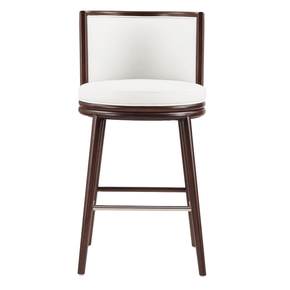 JERFIT 40.6" White Modern Bar Stool with Backrest & Footrest, Upholstered Kitchen Counter Height Stool, No Assembly Required
