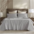 thumbnail image 1 of JERFIT 400 Thread Count 100% Egyptian Cotton Split King Sheet Set, Sateen Weave for Cooling Comfort, Deep Pocket Fitted Sheets, Gray 5-Piece, 1 of 10