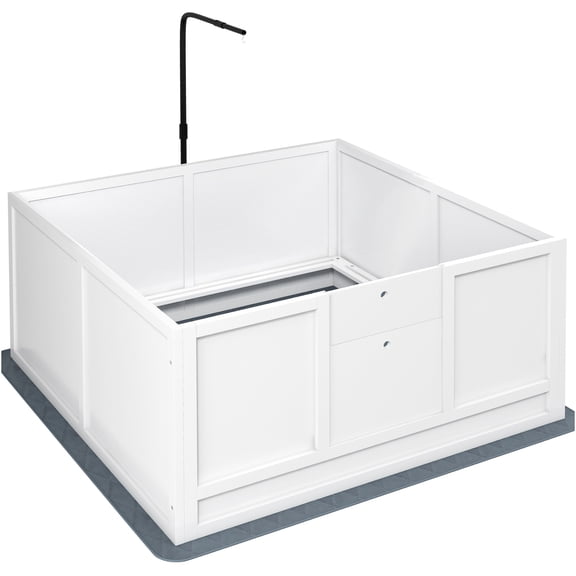 JERFIT 41" Dog Whelping Box with Heat Lamp Stand, Adjustable Door & Pig Rail, Wooden Puppy Nursery Pen for Small Medium Large Breeds