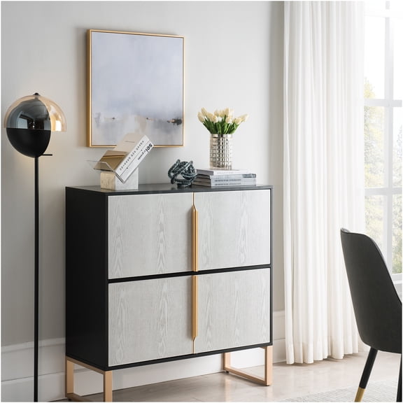 JERFIT 42 Inch 4-Door Storage Cabinet, Freestanding Pantry Organizer with Metal Frame for Kitchen, Dining Room, Entryway & Bathroom