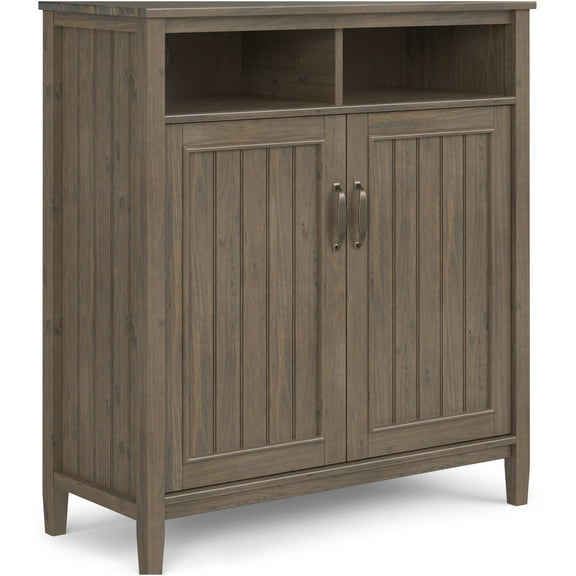 JERFIT 42" Wood Media Storage Cabinet with Doors & Adjustable Shelves, Dark Brown Finish TV Stand for Living Room