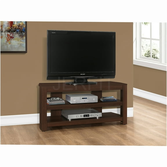 JERFIT 42 inch Cherry TV Stand with Storage Shelves, Modern Media Console for Living Room, Bedroom, Corner Entertainment Center