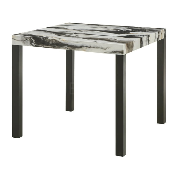 JERFIT 45 inch Square Counter Height Dining Table with Faux Marble Top, Modern Kitchen Breakfast Table for 4, Black and White
