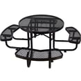 thumbnail image 1 of JERFIT 46 Inch Round Outdoor Picnic Table Set with Umbrella Hole, 4-Bench Seating, All-Weather Black Steel for Patio Garden Backyard, 1 of 7