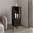 thumbnail image 1 of JERFIT 47 Inch Modern Tall Storage Cabinet with Door & Shelves, Freestanding Organizer for Living Room, Bedroom, Home Office, Black Wood Grain Finish, 1 of 8