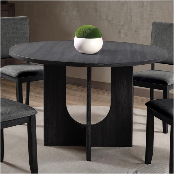 JERFIT 47 Inch Round Dining Table for 4, Dark Gray Transitional Table with U-Shaped Pedestal Base for Dining Room