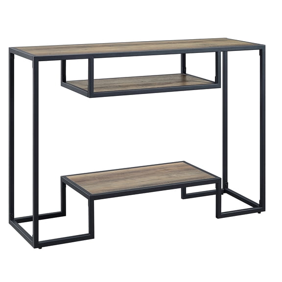 JERFIT 48.5" Industrial Console Table with Shelf, Rustic Oak & Black Sofa Table for Entryway, Hallway, Living Room