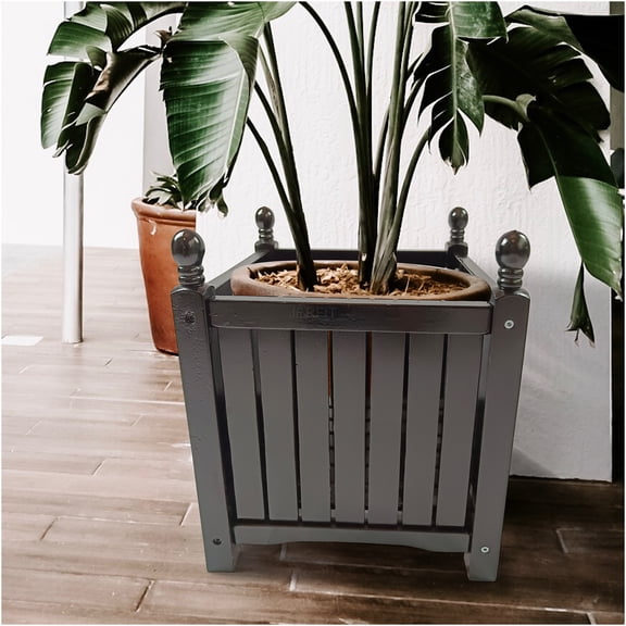 JERFIT 48 Inch Black Solid Wood Raised Garden Bed Planter Box for Vegetables, Herbs & Flowers, Large Outdoor Patio Deck Decorative Container