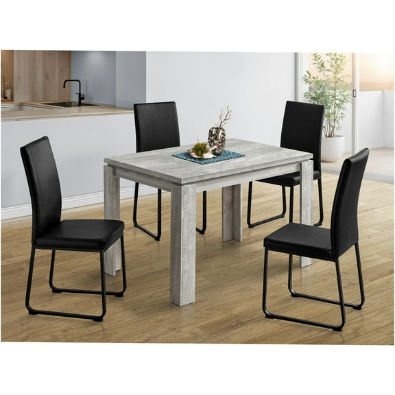 JERFIT 48 Inch Modern Dining Table for 4, Grey Reclaimed Wood Look Laminate Top, Small Kitchen & Apartment Space Saving Table with Block Legs