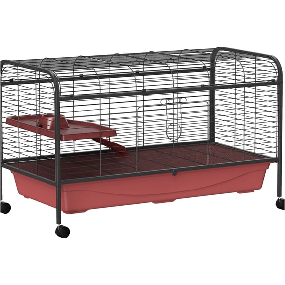 JERFIT 48 Inch Rolling Small Animal Cage, Multi-Level Hutch with Ramp & Wheels for Rabbits, Ferrets, Guinea Pigs, Outdoor & Indoor Pet Playpen