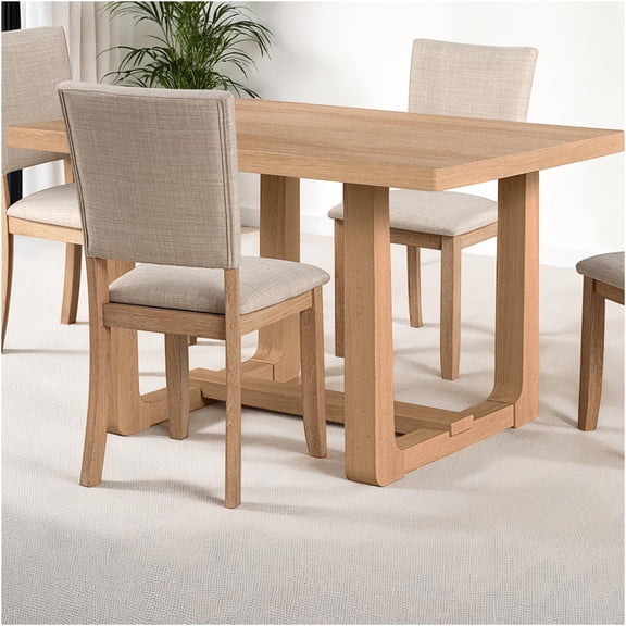 JERFIT 48 Inch Transitional Dining Table for 4, Natural Finish Rectangle Trestle Base Kitchen Table, Modern Farmhouse Dining Room Furniture