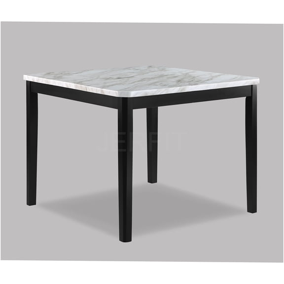 JERFIT 48 inch Square Counter Height Dining Table Faux Marble Top Wood Base Black White Modern Kitchen Breakfast Nook