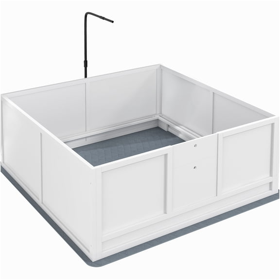 JERFIT 49" Large Dog Whelping Box with Heat Lamp Stand, Adjustable Door, Pig Rail & Pee Pad Liner, Wooden Puppy Nursery Pen for All Sizes