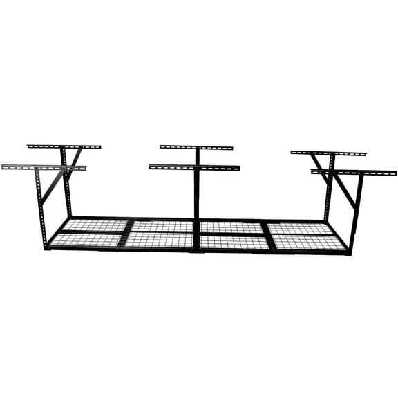 JERFIT 4x8 FT Overhead Garage Ceiling Storage Rack, Heavy Duty 600 lbs Capacity, Adjustable Height 22-40 Inches, Steel Organizer for Seasonal Items, Black