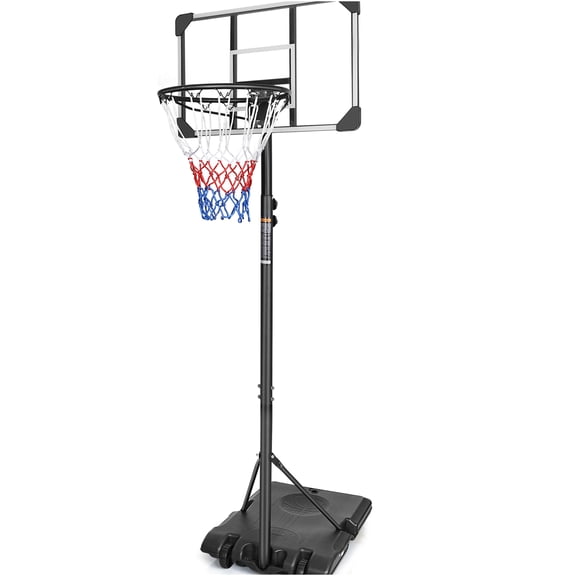 JERFIT 5.6-7ft Adjustable Portable Basketball Hoop with Wheels, 28" Backboard for Indoor Outdoor Youth Play