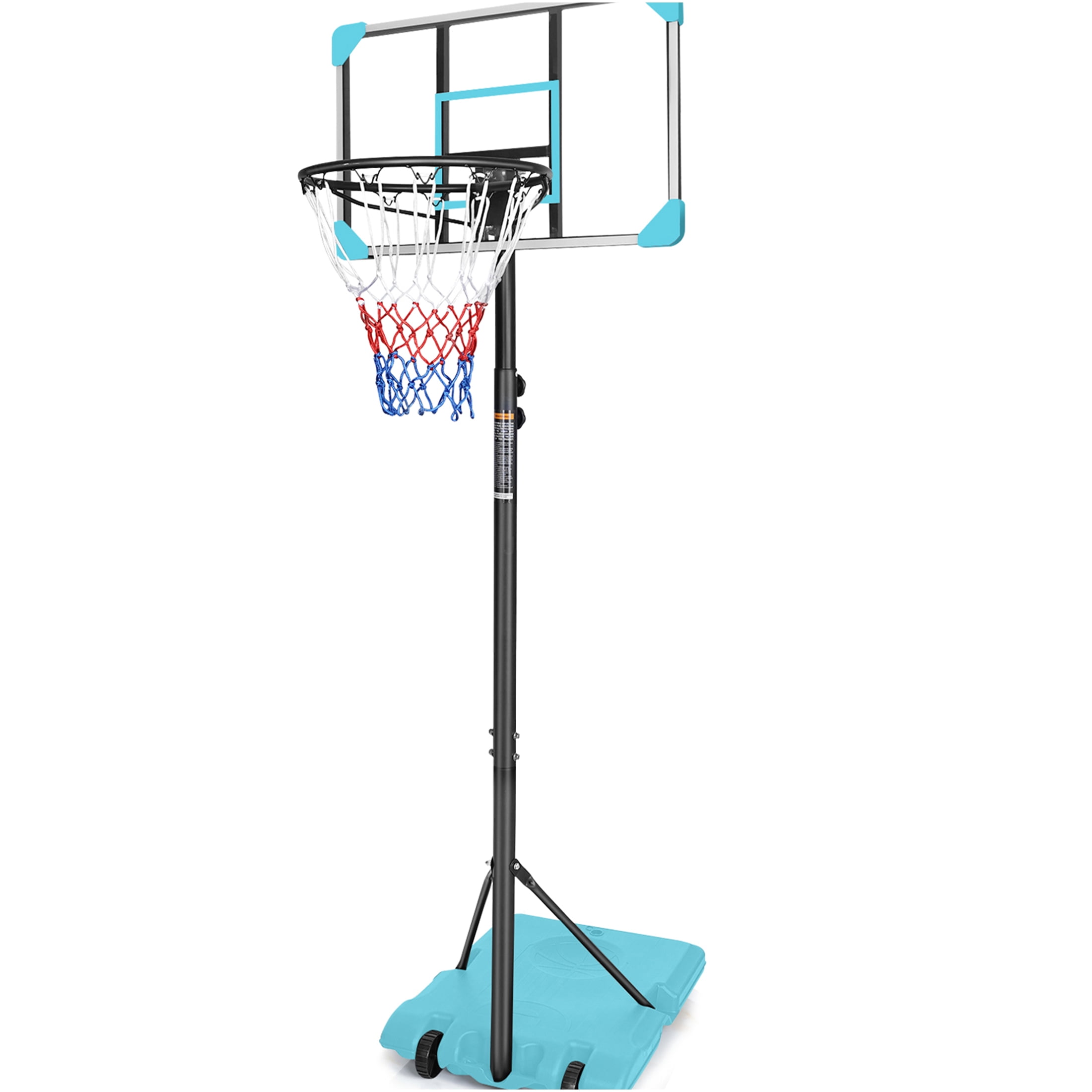 JERFIT 5.6ft-7ft Height Adjustable Portable Basketball Hoop with Wheels, 28" Backboard, Indoor Outdoor Use for Kids Youth Teenagers, Blue