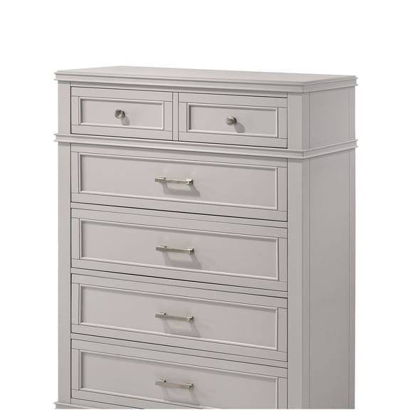 JERFIT 5-Drawer Dresser Chest with French Dovetail Design, Transitional Bedroom Storage Organizer, Solid Wood & MDF Construction in Modern Gray Finish