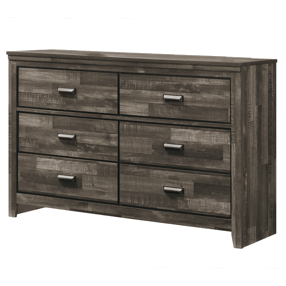 JERFIT 5-Drawer Dresser, Wood Storage Chest, Antique Brown Finish, Contemporary Rustic Bedroom Furniture