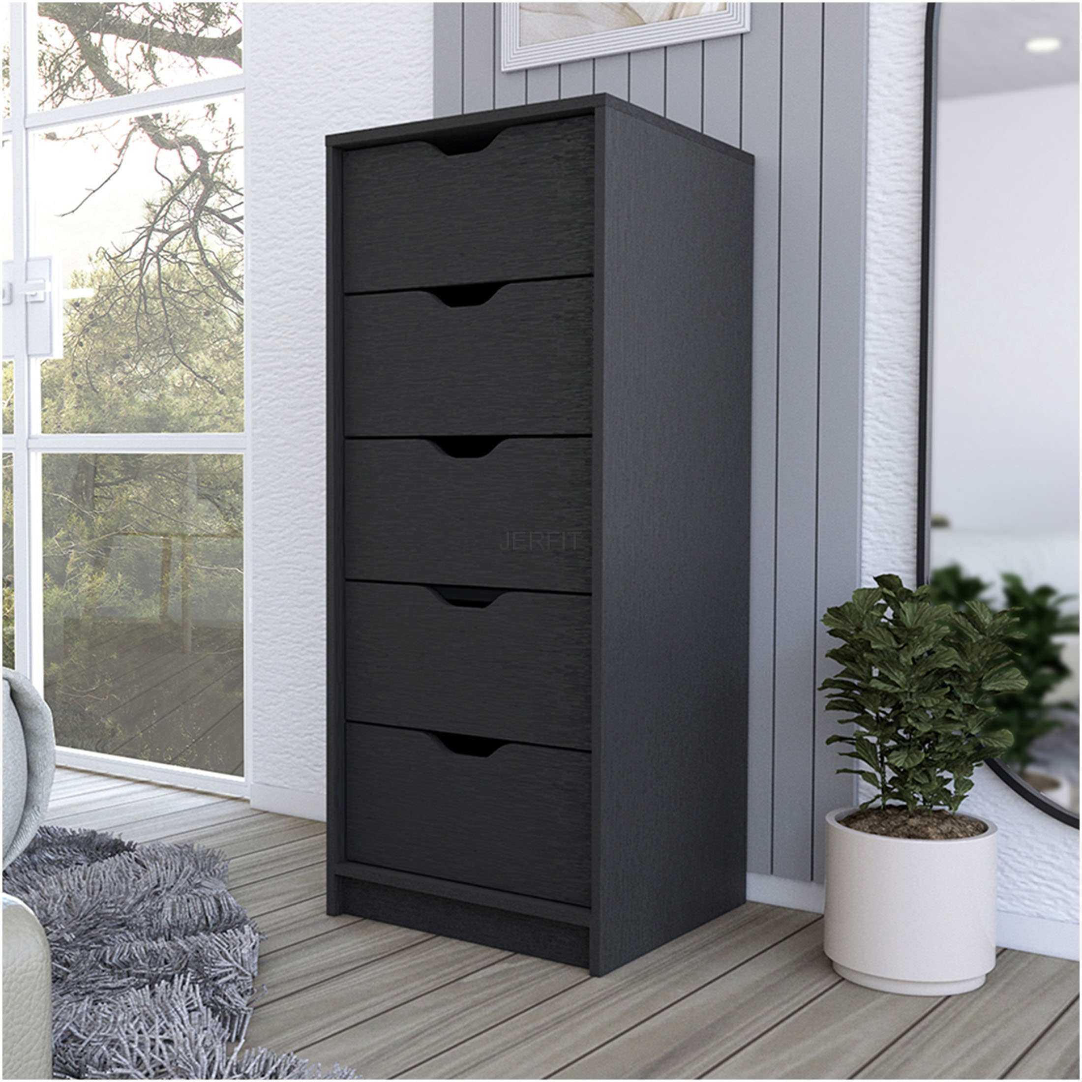 Black Narrow Chest Drawers