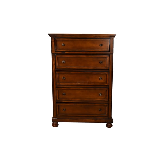 JERFIT 5-Drawer Wooden Chest Dresser, Transitional Bedroom Storage with Cedar Drawers, Dark Walnut Finish