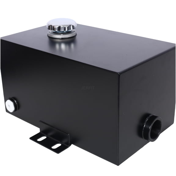 JERFIT 5 Gallon Hydraulic Reservoir Tank, 14-Gauge Steel, Black, w/ 1-1/2" & 3/4" FNPT Ports, Integrated Breather Cap & Strainer for Log Splitter, Dump Trailer, Tractor