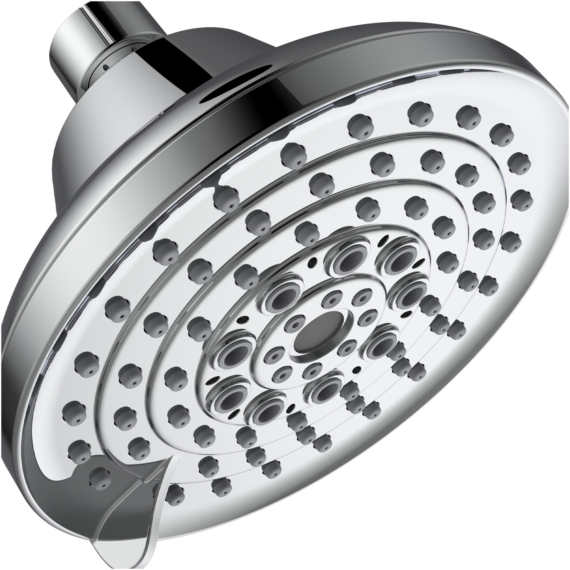 JERFIT 5 Inch High Pressure Rain Shower Head, 6-Spray Chrome Fixed Showerhead with Anti-Clog Nozzles, Easy Install Low Flow Water Saving Shower Head for Modern Bathroom