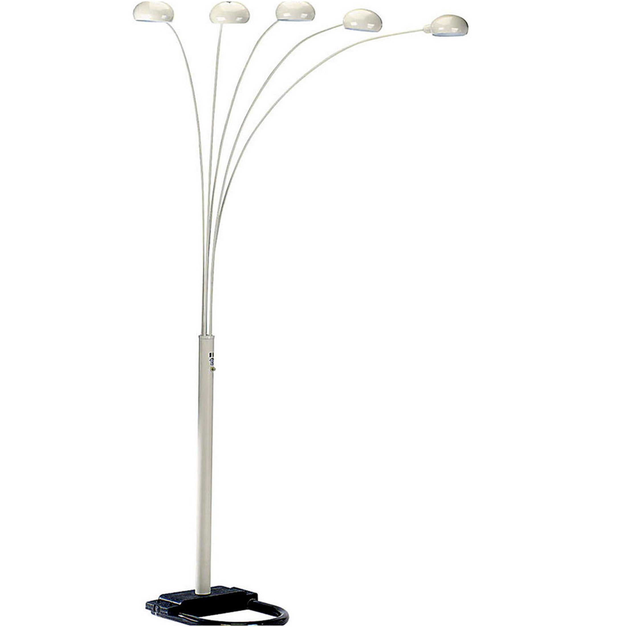 JERFIT 5-Light Adjustable Arch Floor Lamp, Modern White Torchiere with ...