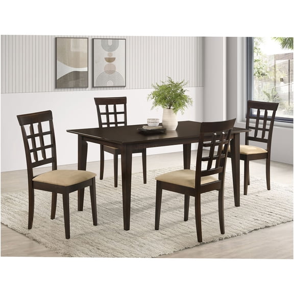 JERFIT 5-Piece Cappuccino Beige Dining Set with Table & 4 Upholstered Chairs for Kitchen, Breakfast Nook