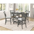 thumbnail image 1 of JERFIT 5-Piece Counter Height Dining Set with Round Rubberwood Table and 4 Upholstered Chairs, Gray Farmhouse Kitchen Pub Set with Storage Shelves, 1 of 6