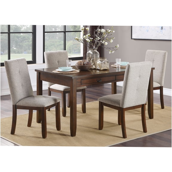JERFIT 5-Piece Dark Cherry Dining Set with Upholstered Chairs and Storage Drawers, Kitchen Table Set for 4