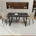 thumbnail image 1 of JERFIT 5-Piece Dining Set with Beige Upholstered Chairs, Modern Industrial Kitchen Table & 4 Chairs for Farmhouse, Rectangular MDF Top with Metal Base, 1 of 8