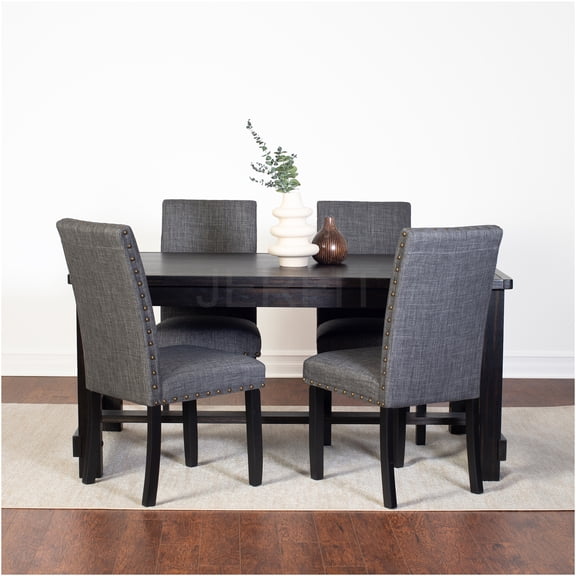 JERFIT 5-Piece Dining Set, Modern Gray Kitchen Table and 4 Upholstered Chairs for Dining Room