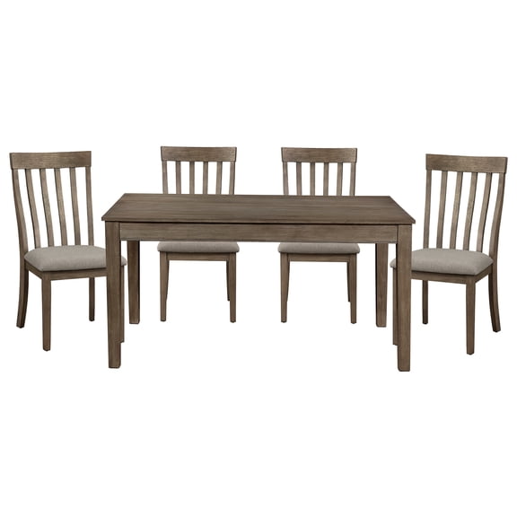 JERFIT 5-Piece Dining Set with Storage Drawers, Farmhouse Wood Table and 4 Ladder Back Chairs for Kitchen, Breakfast Nook