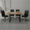 thumbnail image 1 of JERFIT 5-Piece Industrial Farmhouse Dining Set, 55 Inch Kitchen Table with 4 Upholstered Chairs, Black and Brown, 1 of 10