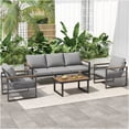 thumbnail image 1 of JERFIT 5-Piece Outdoor Patio Furniture Set with Coffee Table, Deep Seating Sofa Conversation Set with All-Weather Cushions for Garden, Porch, Backyard, Grey, 1 of 10