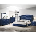 thumbnail image 1 of JERFIT 5-Piece Queen Upholstered Bedroom Set in Pacific Blue Velvet with Wingback Headboard, Dresser, Mirror, Chest & Nightstand, 1 of 9